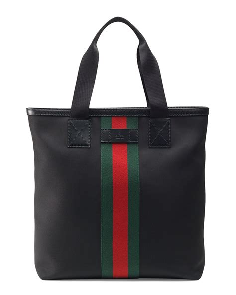 gucci tote bag with zipper|Gucci black canvas tote bag.